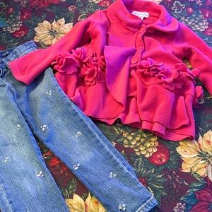 Cat and Jack little girl jeans skinny. Size 3 pink jacket to match